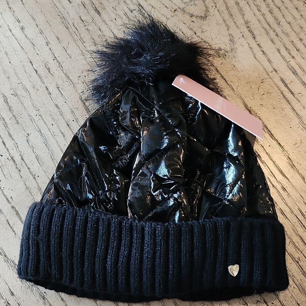 Puffer beanie quilted pom pom Juicy Couture NWT One Size